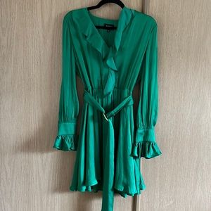 Green Satin Bardot Dress